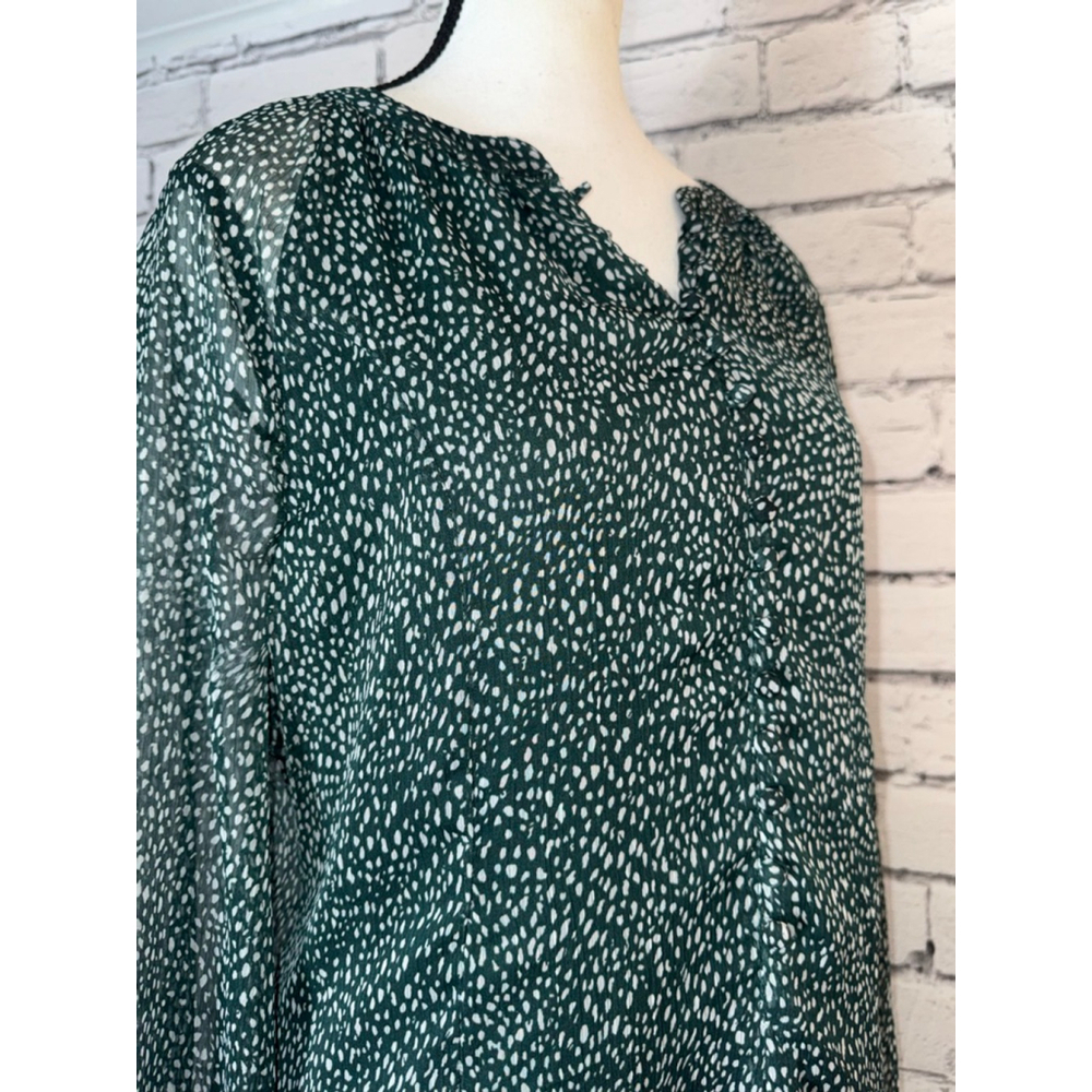 Joie Dress size XL Green & White Polka Dot Arctic Mid Balloon Sleeve Boho 90’s - Picture 5 of 14